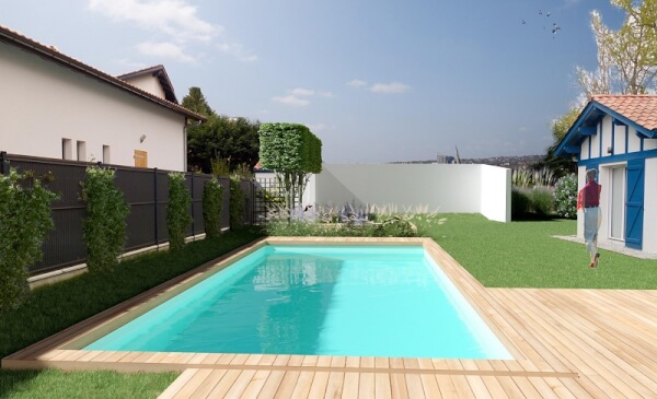Ludovic Barlaud : Jardin structuré autour d’une piscine à Arcangues 